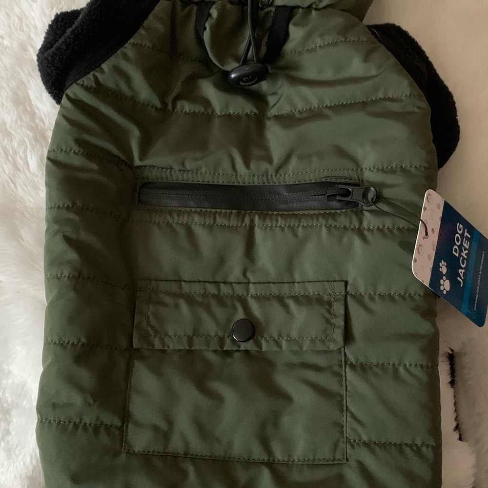 NWT Army Green/Black Pet Coat 14” 10lbs